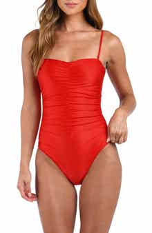 L'AGENCE Aubrey Ruched Shimmer One-Piece Swimsuit