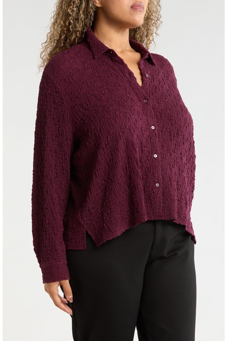 Classic Collar Stretch Organic Cotton Blend Button-Up Shirt, Alternate, color, WINE