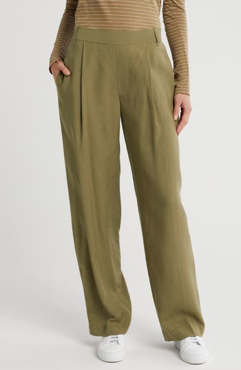 Vince Straight Leg Pull-on Pants In Green