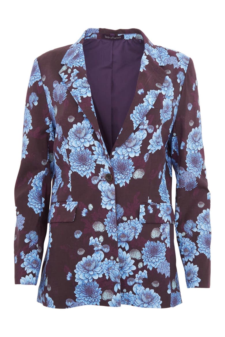 Jane Stretch Tencel Tailored Blazer, Main, color, Serious Floral Plum