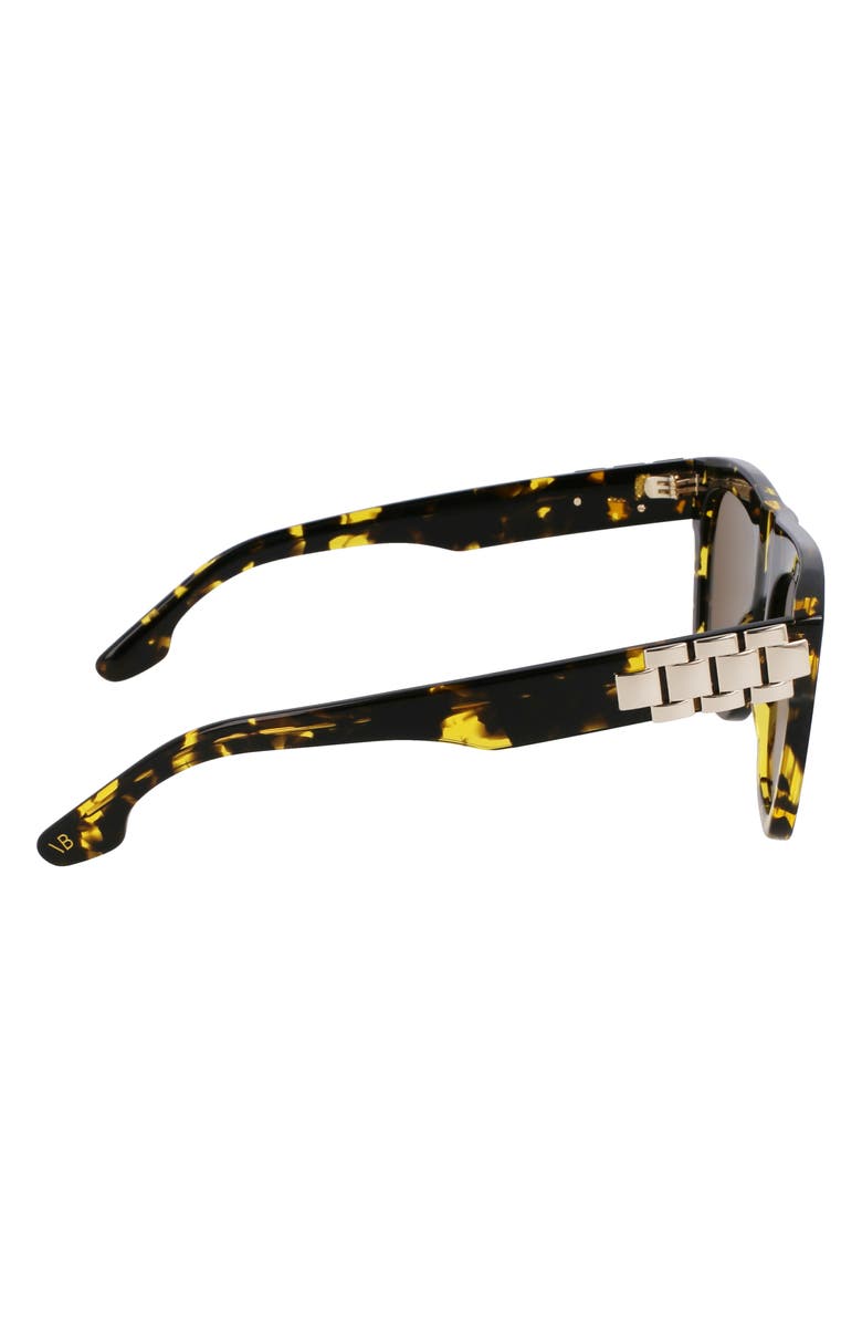 Victoria Beckham Chain Pouch 52mm Modified Rectangular Sunglasses, Alternate, color, Black Yellow Havana