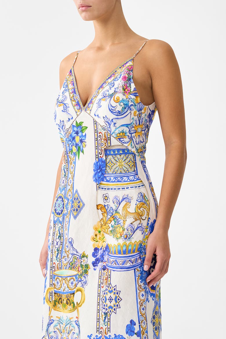 V Neck Full Length Bias Slip Dress, Alternate, color, Milla In Sevilla