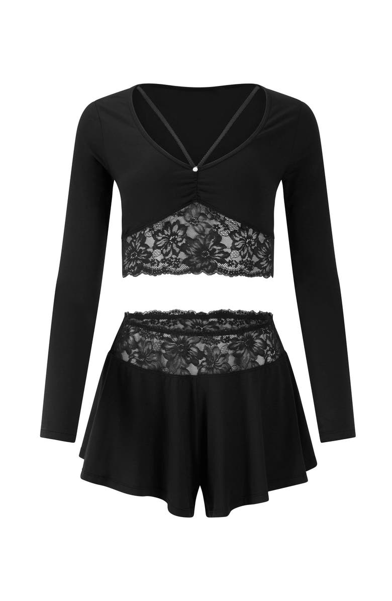 Adore Me Madelynn Pajama Set, Alternate, color, Black