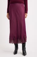 Nordstrom Lace Trim Satin Bias Midi Skirt