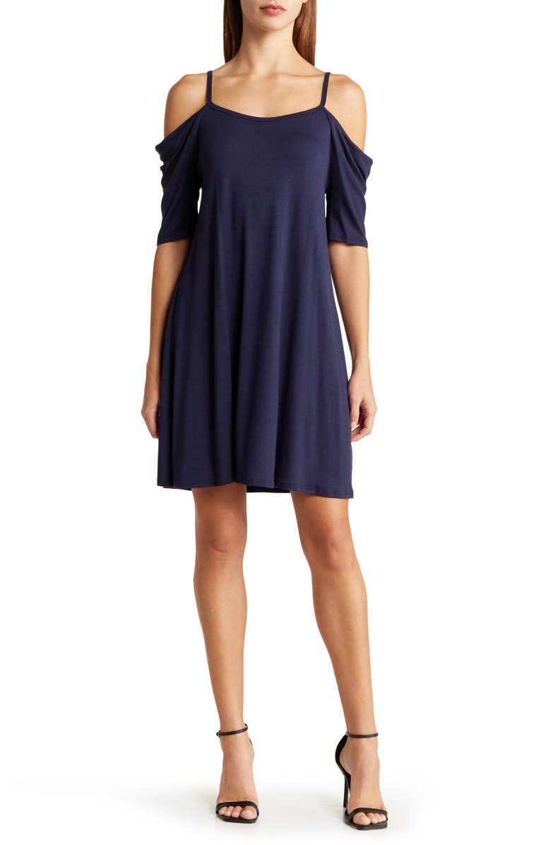 GO COUTURE Cold Shoulder Minidress, Main, color, Navy