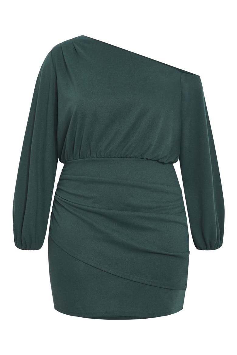 Alysia One-Shoulder Long Sleeve Minidress, Alternate, color, FOREST