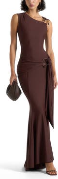 Manière De Voir Rania Asymmetric Draped Midaxi Dress