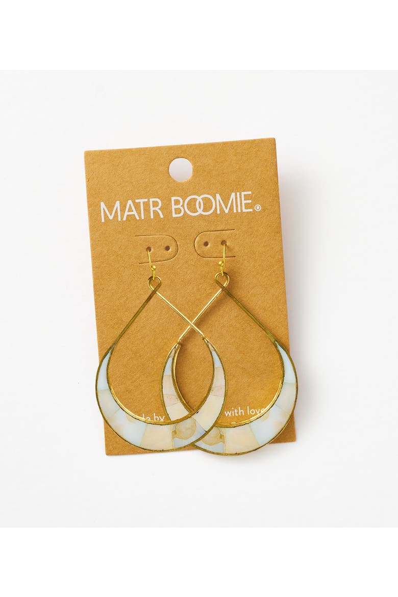 Rajani Crescent Mother of Pearl Hoop Earrings, Alternate, color, Ivory
