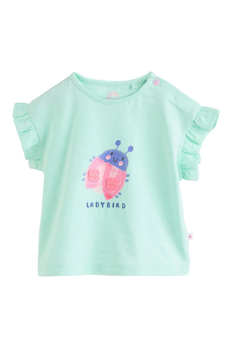 Ladybird Graphic Cotton T-Shirt & Gingham Shorts Set, Alternate, color, GREEN