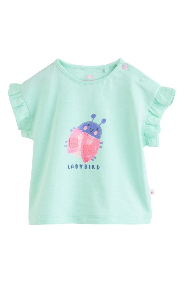 NEXT Ladybird Graphic Cotton T-Shirt & Gingham Shorts Set, Alternate, color, Green