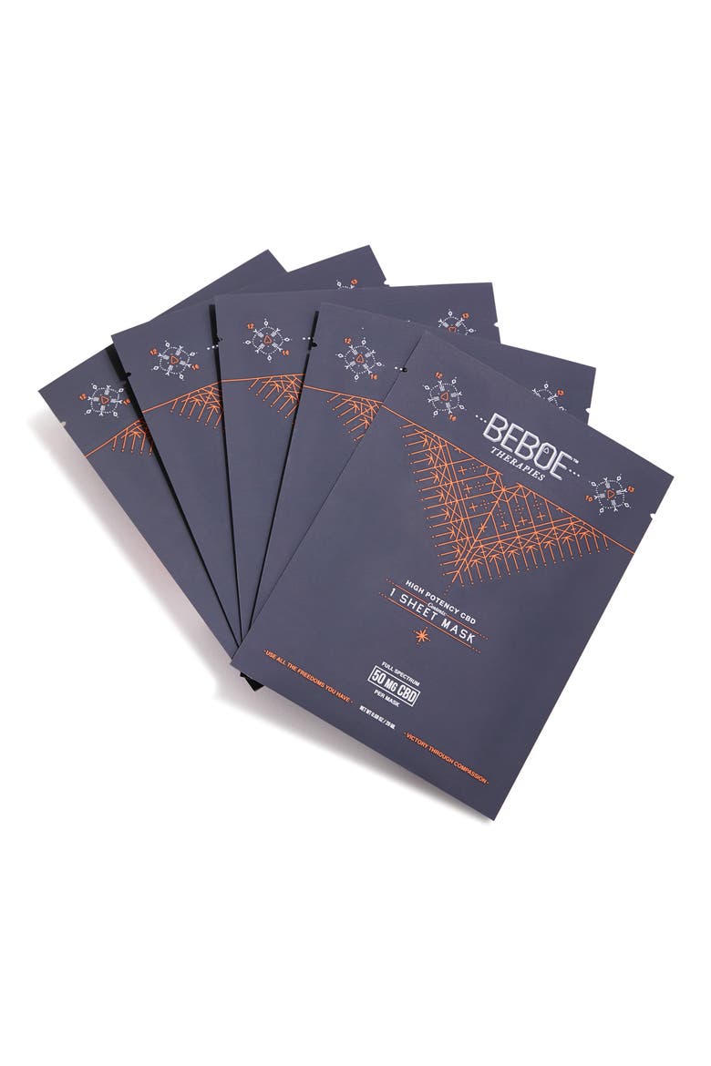 Set of 5 High Potency CBD Sheet Mask, Main, color, NO COLOR