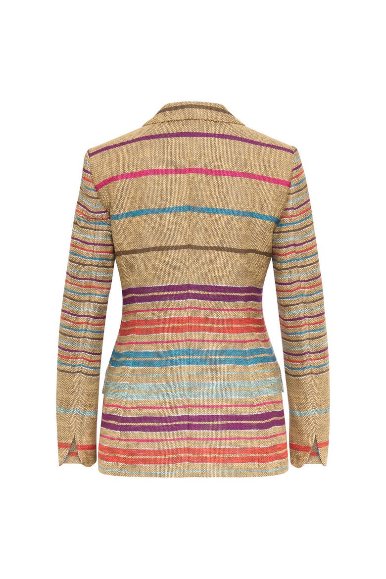 Striped Blazer With Printed Lining, Alternate, color, Sand/Multicolour