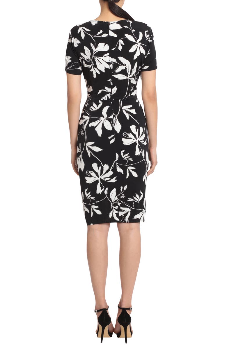 Maggy London Floral Short Sleeve Ruched Faux Wrap Dress, Alternate, color, 