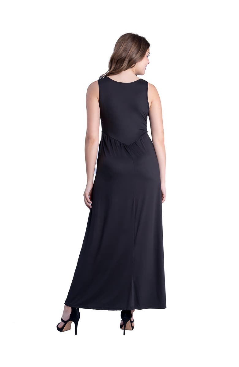 24seven Comfort Apparel Sleeveless V-Neck Maxi Dress with Pocket Detail, Alternate, color, Black