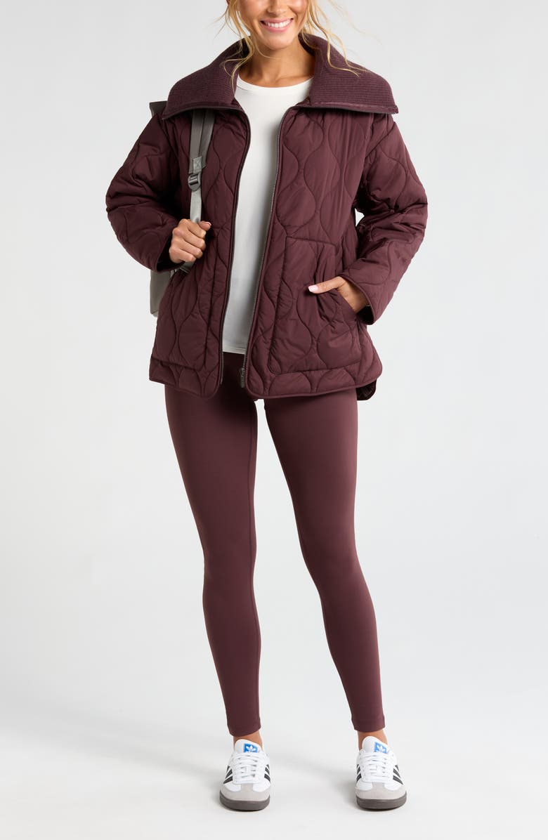 Zella Onion Quilted Jacket, Alternate, color, Burgundy Fudge