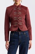 Avec Les Filles Mandarin Collar Peplum Jacket