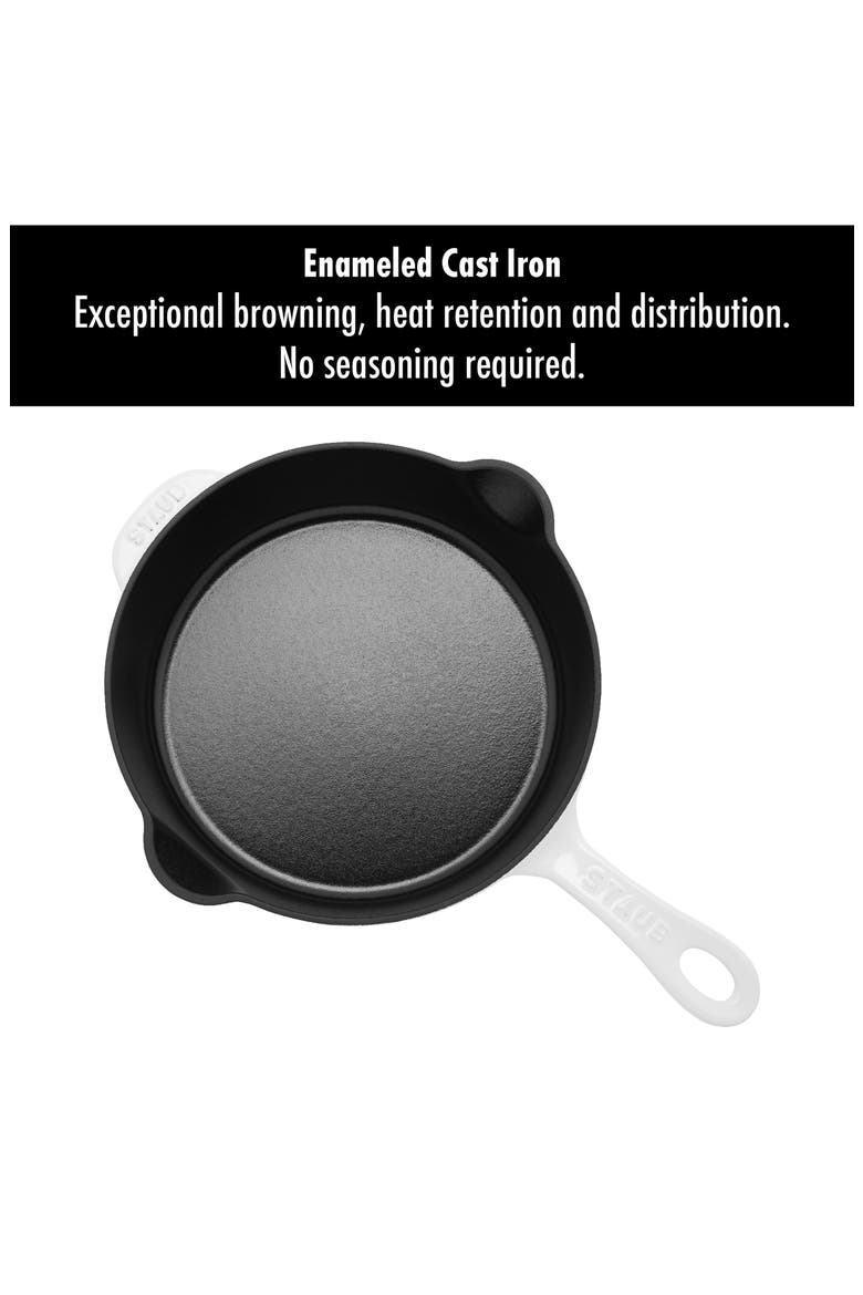 8.5-Inch Enameled Cast Iron Traditional Deep Skillet, Alternate, color, WHITE