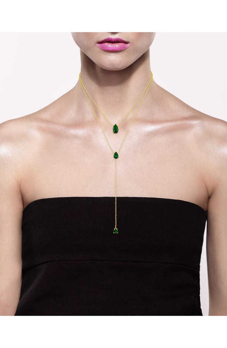 CZ by Kenneth Jay Lane Pear CZ Layered Y-Necklace, Alternate, color,