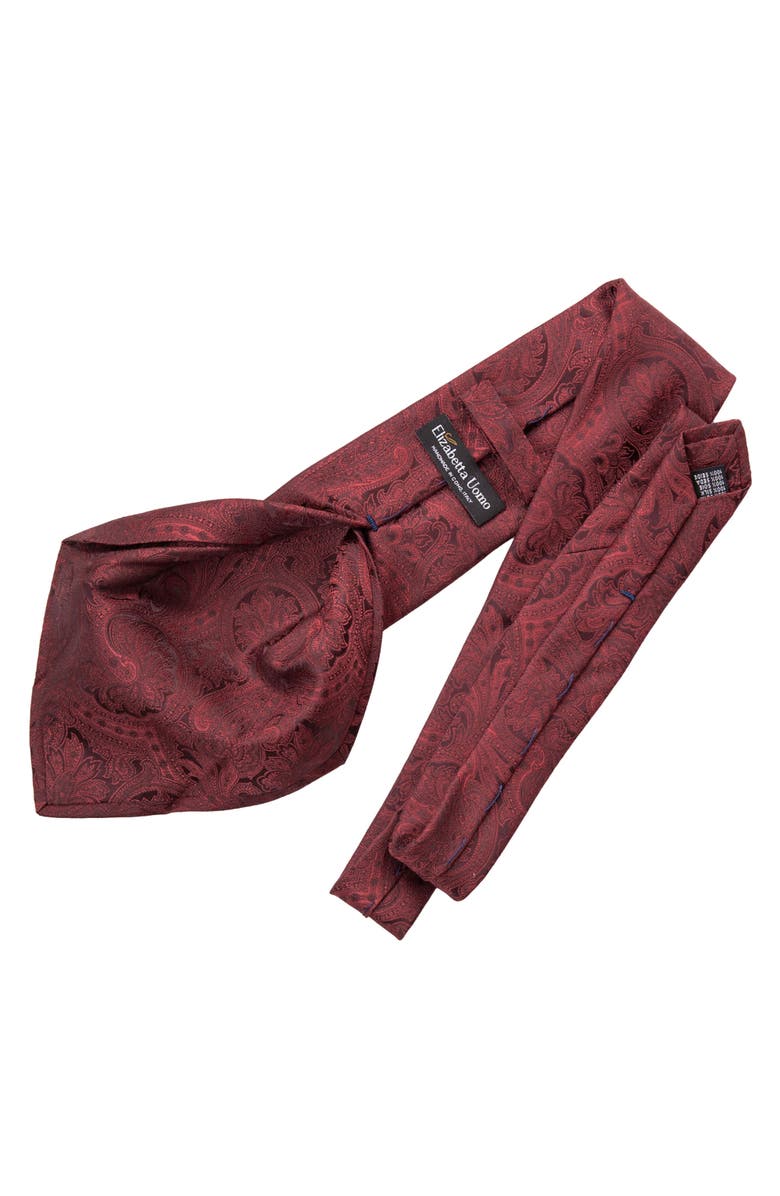 Elizabetta Vienna - Silk Jacquard Tie for Men, Alternate, color, Burgundy