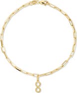 DEVATA Infinity Charm with Paperclip Chain Bracelet in 14K Gold, 7"