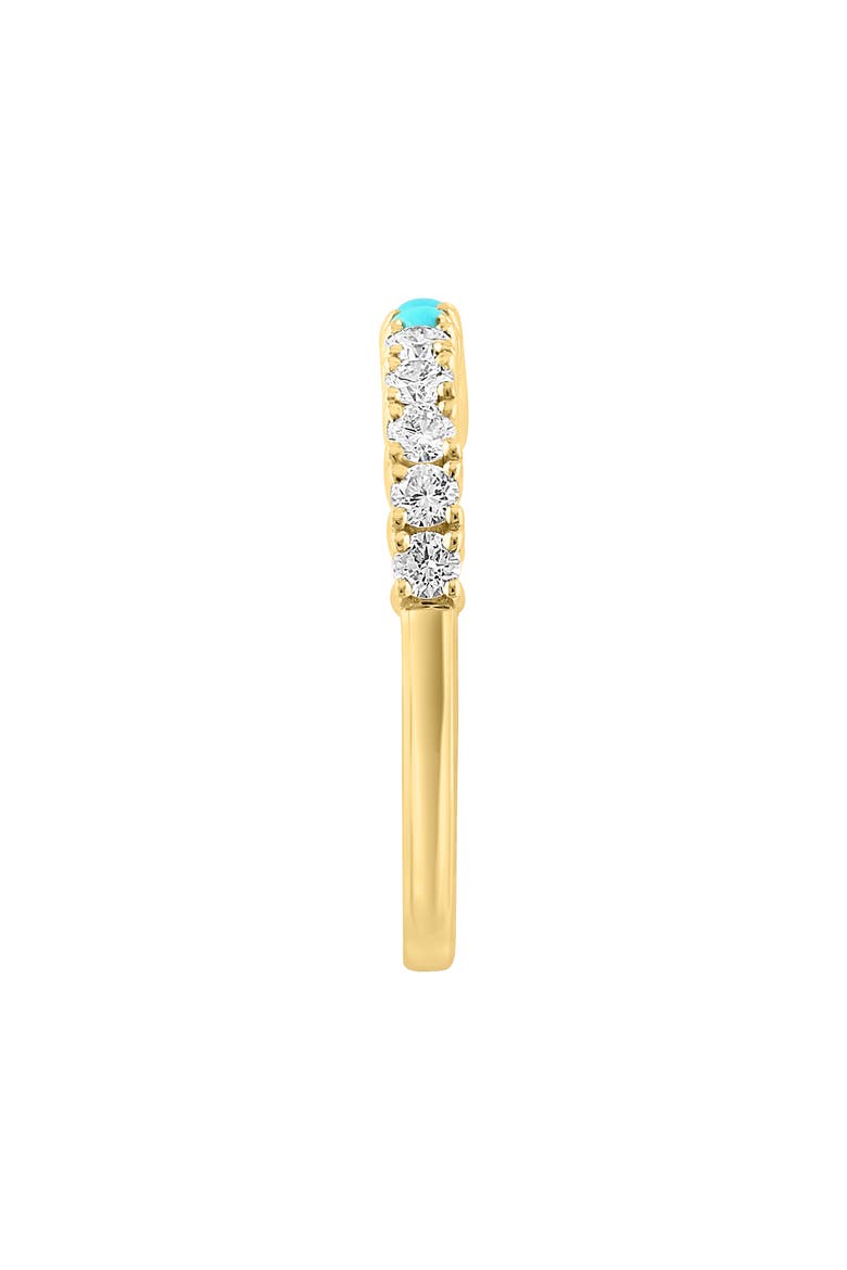 14K Yellow Gold Diamond Turquoise Ring - 0.14 ctw., Alternate, color, BLUE