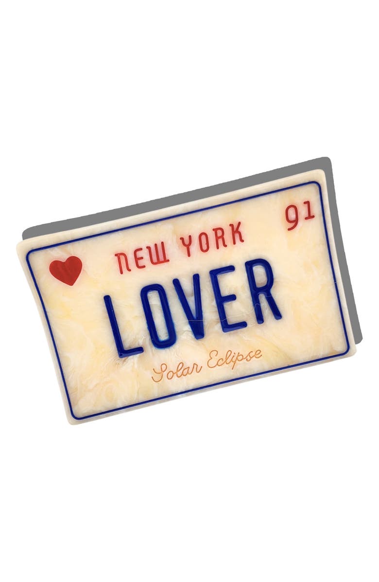 Solar Eclipse Hand Painted New York License Plate Claw Clip, Main, color, 