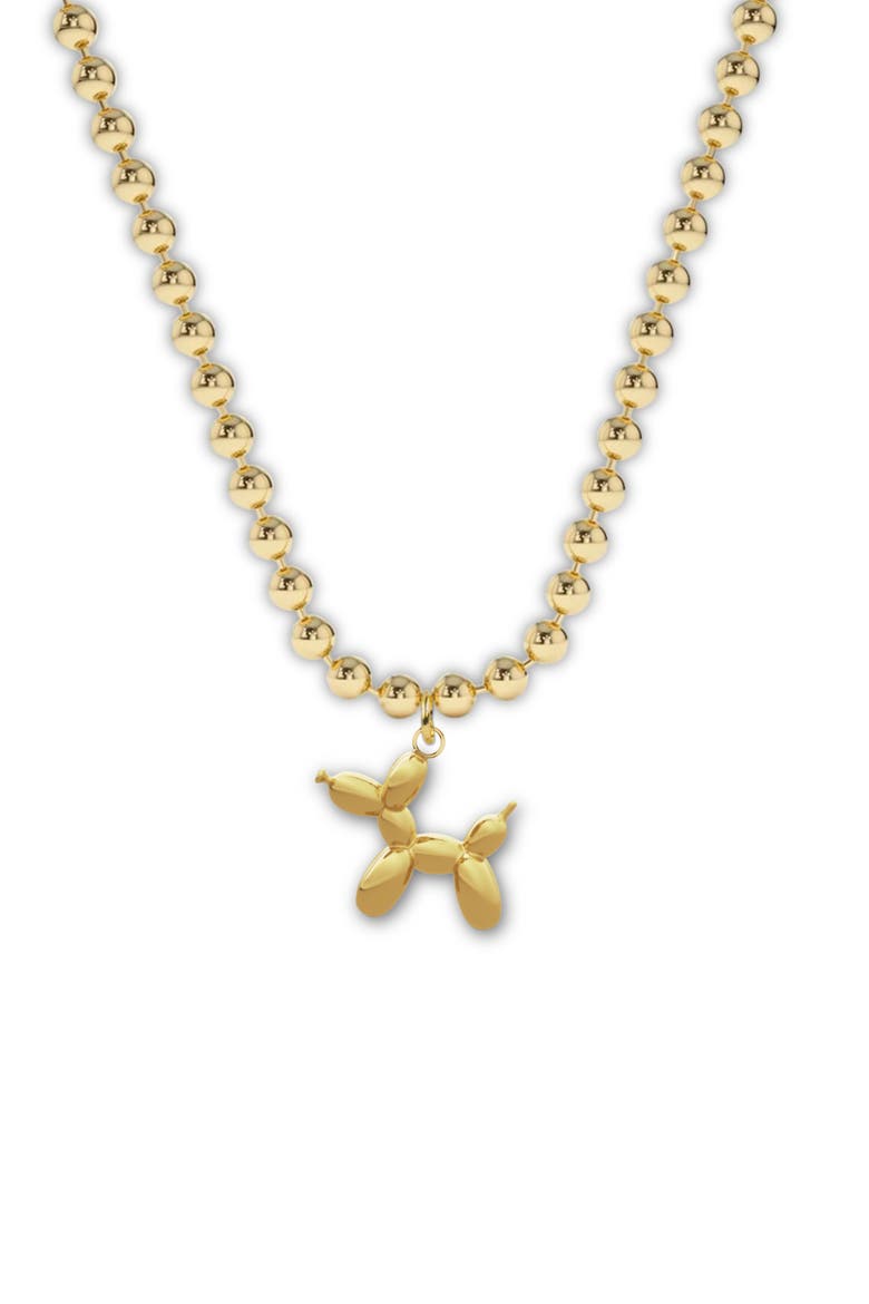 Gold Balloon Dog Charm Necklace in Gift Bottle, Alternate, color, Gold