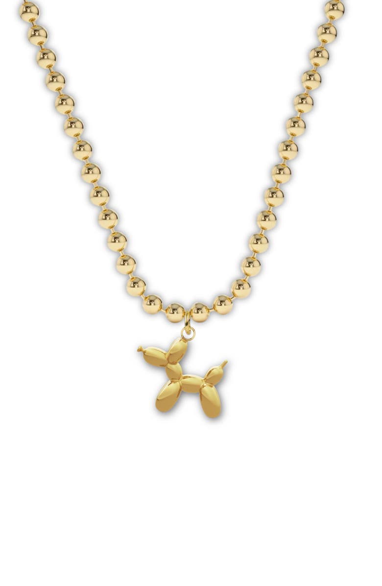 Little Miss Zoe Gold Balloon Dog Charm Necklace, Alternate, color, Gold