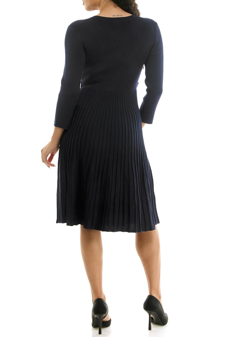 Pleated Long Sleeve Sweater Dress, Alternate, color, BLACK