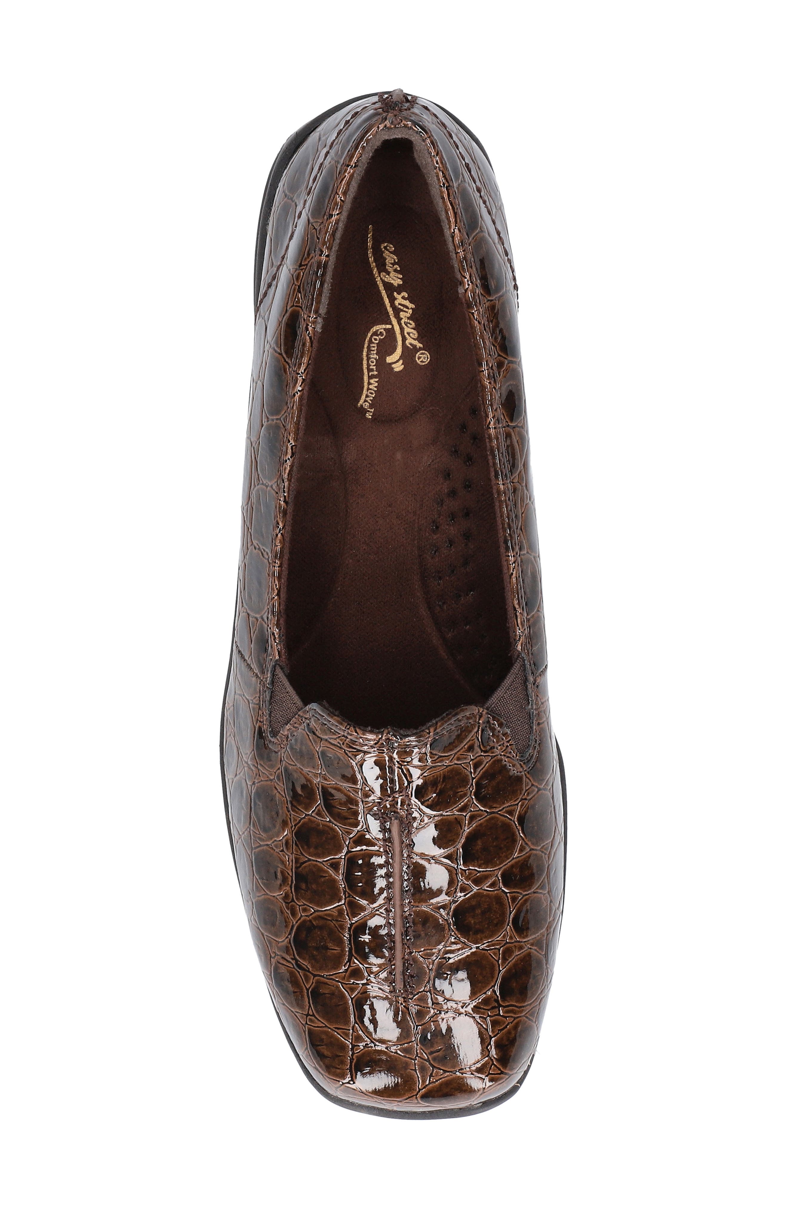 EASY STREET Purpose Comfort Flat - Multiple Widths Available, Alternate, color, Brown Patent Croco