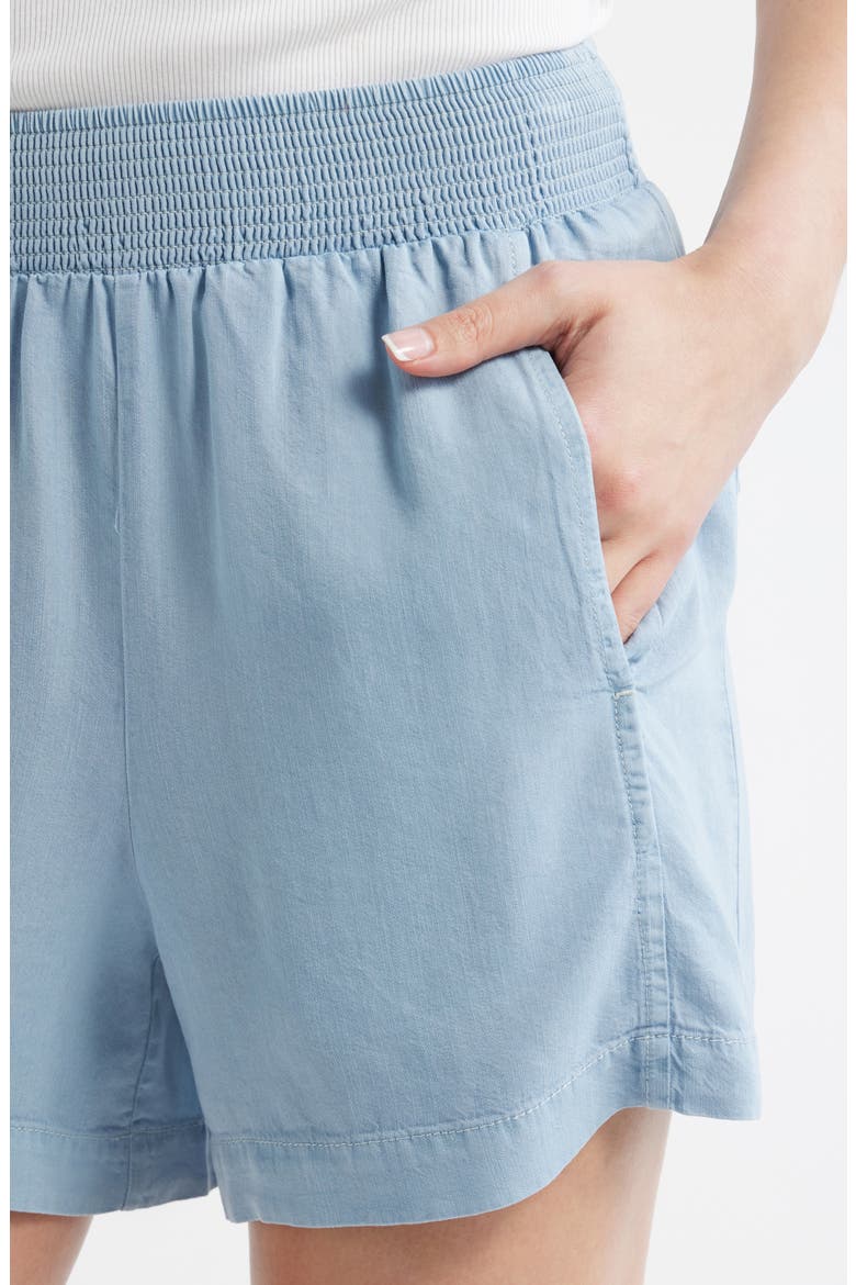 Smocked Waist Shorts, Alternate, color, WASHED INDIGO