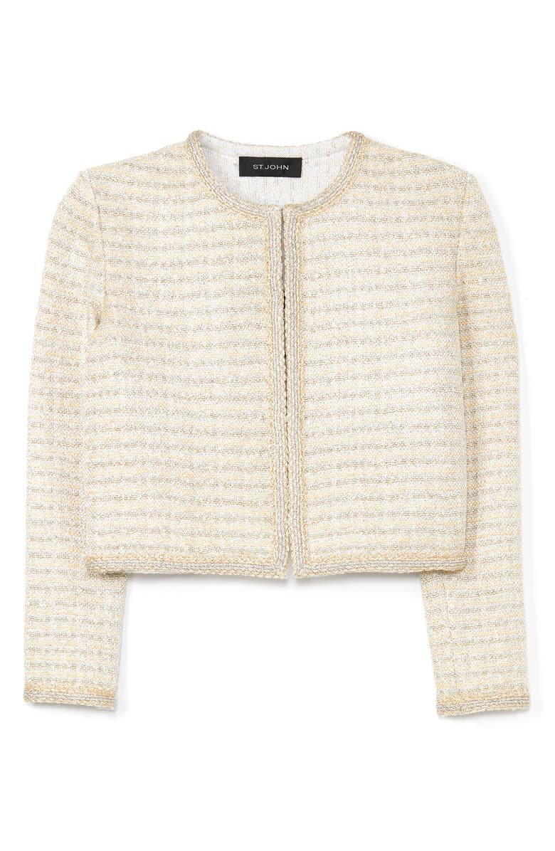 St. John Collection Metallic Tweed Knit Jacket, Main, color, 