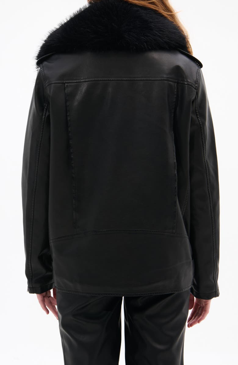 AZALEA WANG Aurelia Faux Leather Moto Jacket with Removable Faux Fur Collar, Alternate, color, Black