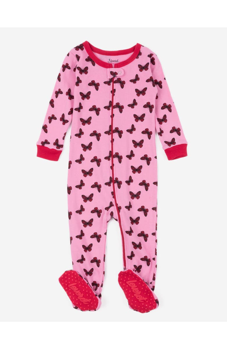 Leveret Kids Footed Cotton Matching Family Pajamas, Nature & Water Prints, Main, color, Butterfly