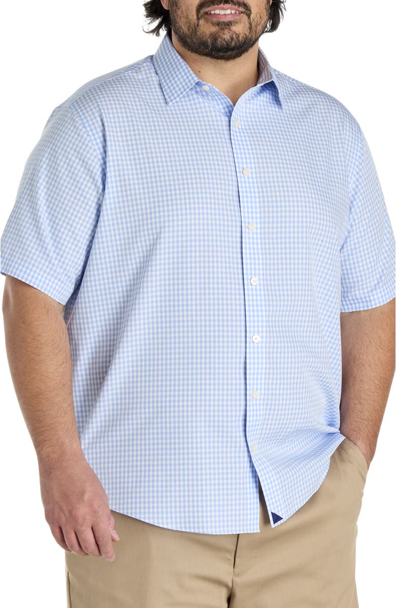 Untuckit Fit by Dxl Big & Tall Lawrence Grid-Patterned Sport Shirt, Main, color, Light Blue