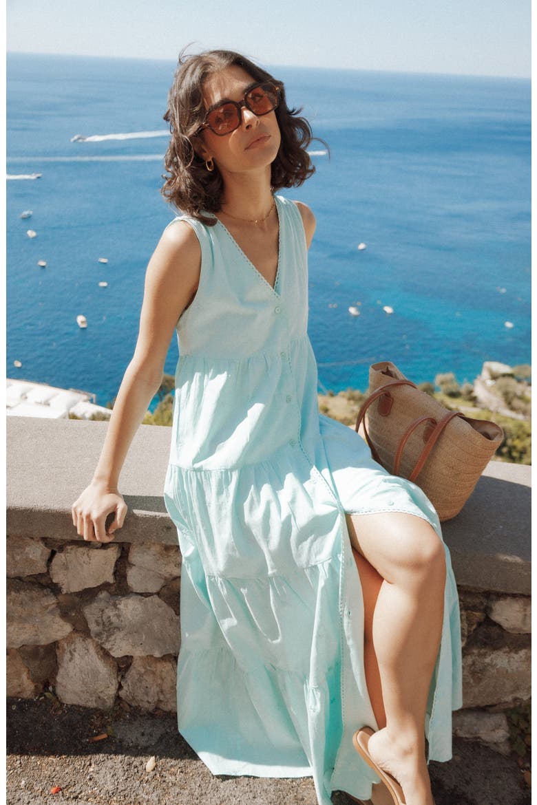 Lovisa Eyelet Cotton Maxi Dress, Alternate, color, JADE