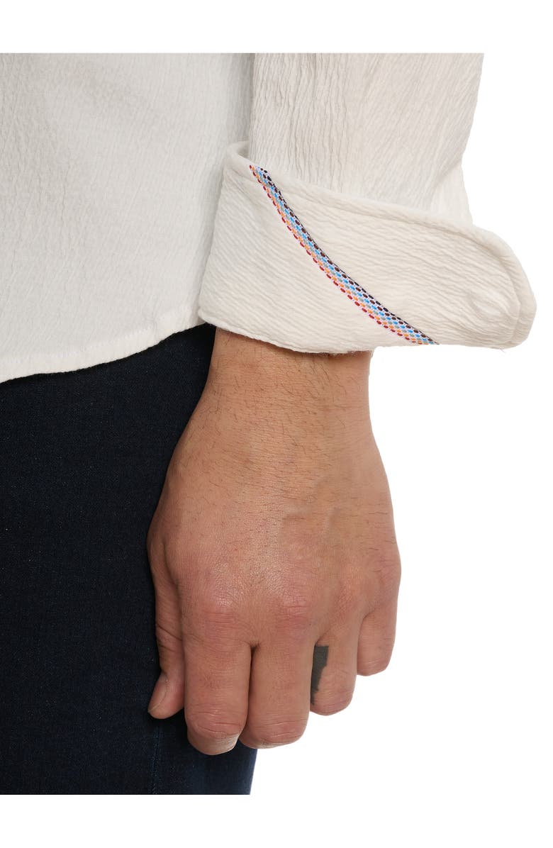 Robert Graham Hammond Tailored Fit Solid Textured Knit Button-Up Shirt, Alternate, color, White