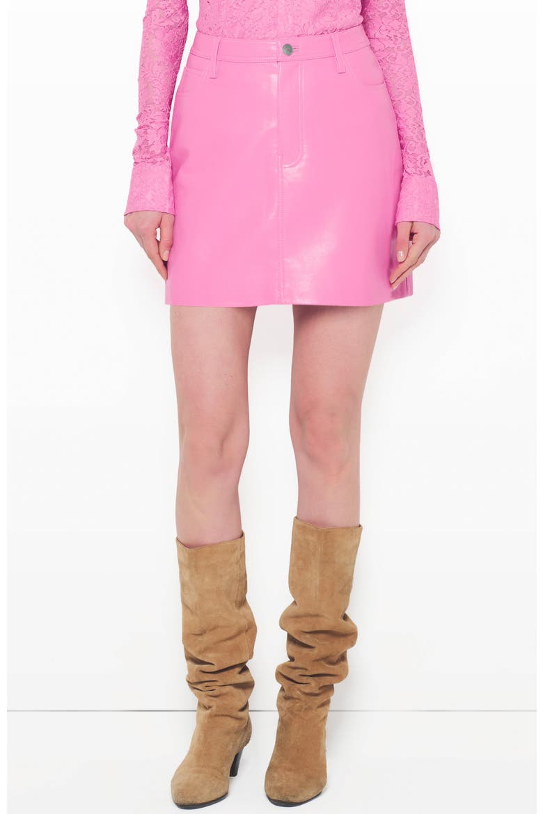 Dixie Recycled Leather Skirt, Main, color, Aurora Pink