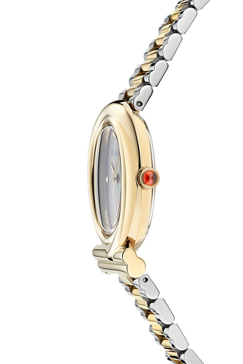 Gancini Mother-of-Pearl Two-Tone Twisted Bracelet Watch, 32mm, Alternate, color, TWO TONE