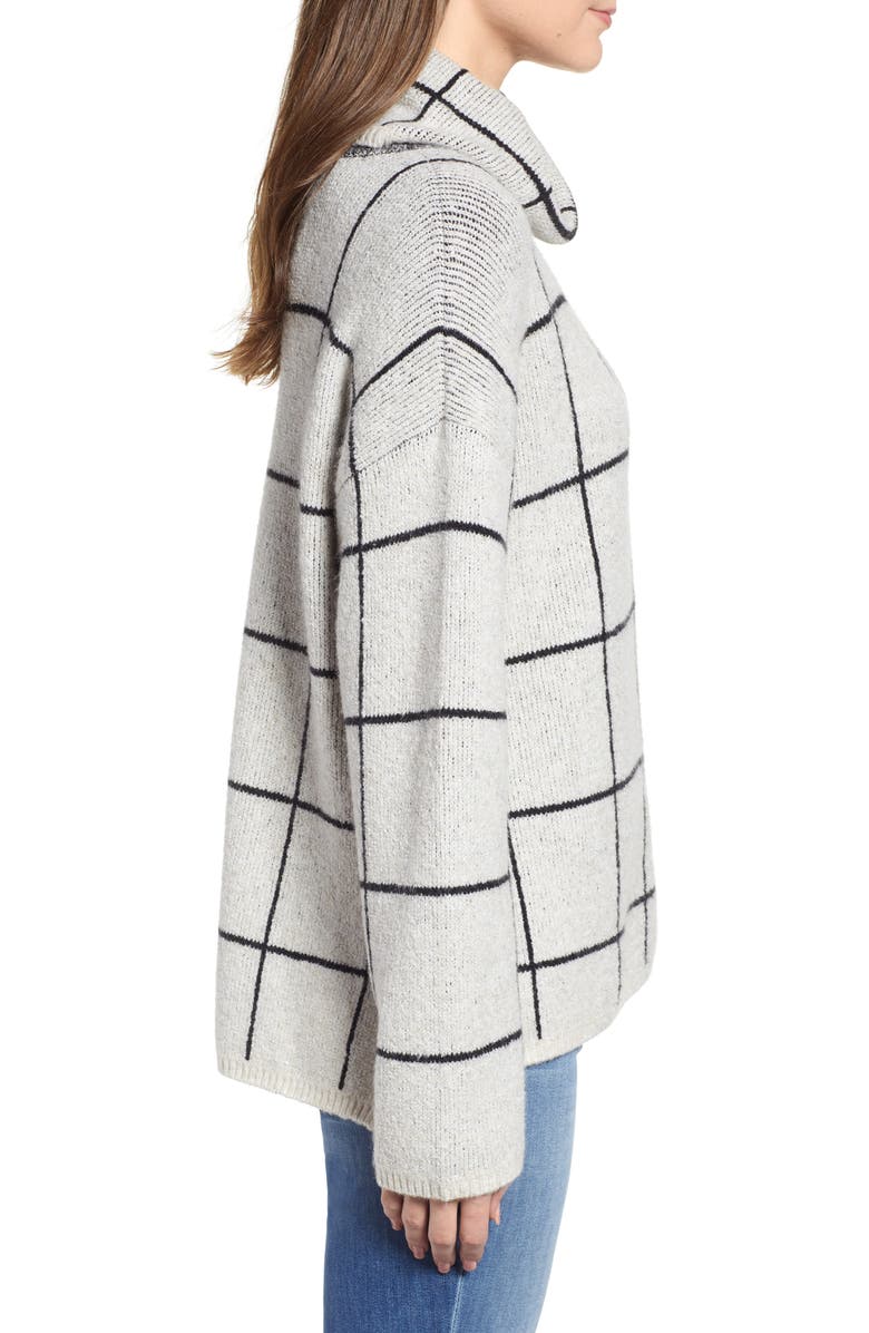 Madewell Windowpane Turtleneck Sweater, Alternate, color,