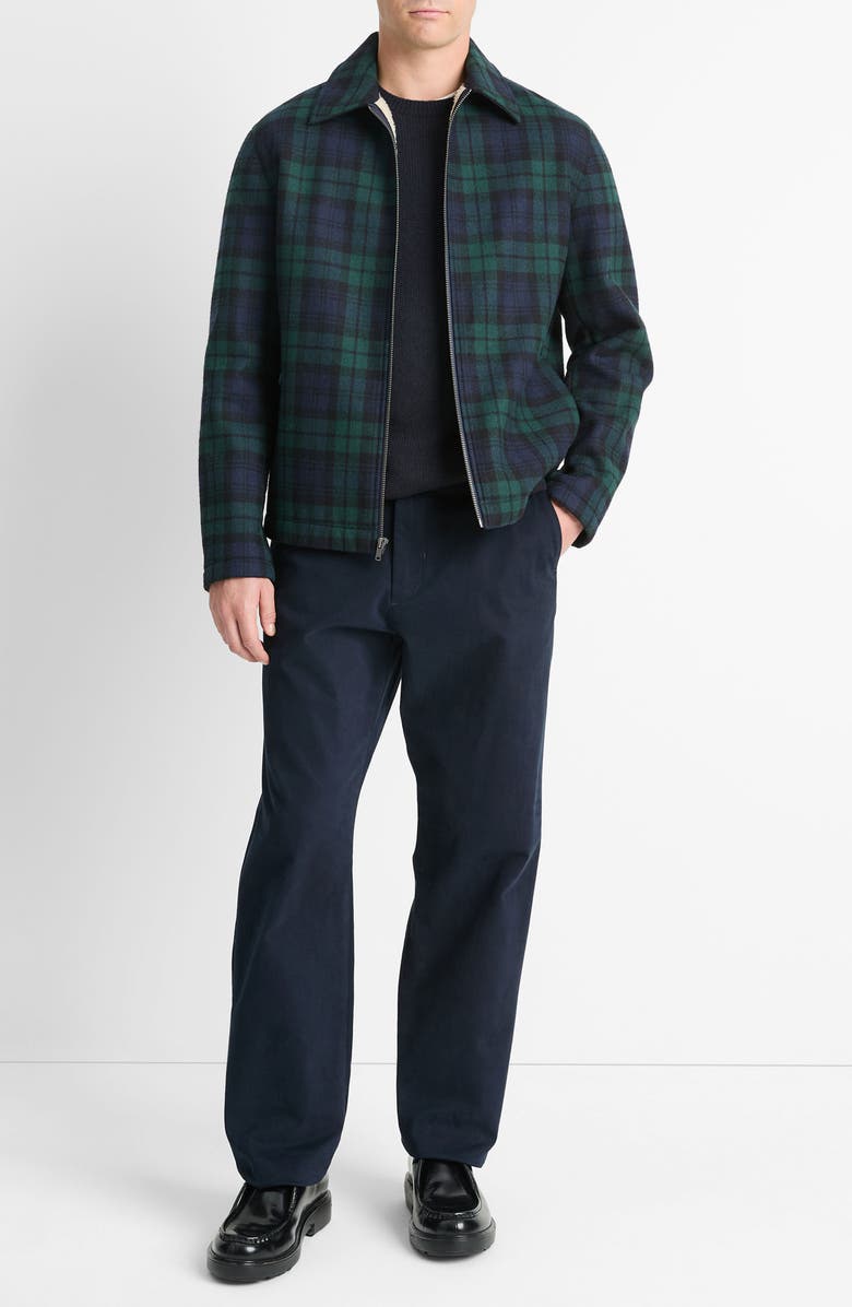 Vince Plaid Fleece Lined Wool Blend Zip-Up Jacket, Alternate, color, Coastal Combo