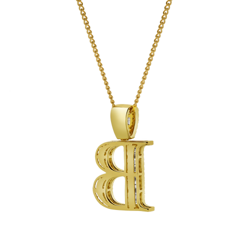 Luvmyjewelry B Initial Diamond Pendant 10k Yellow Gold In 10k Yellow Gold -