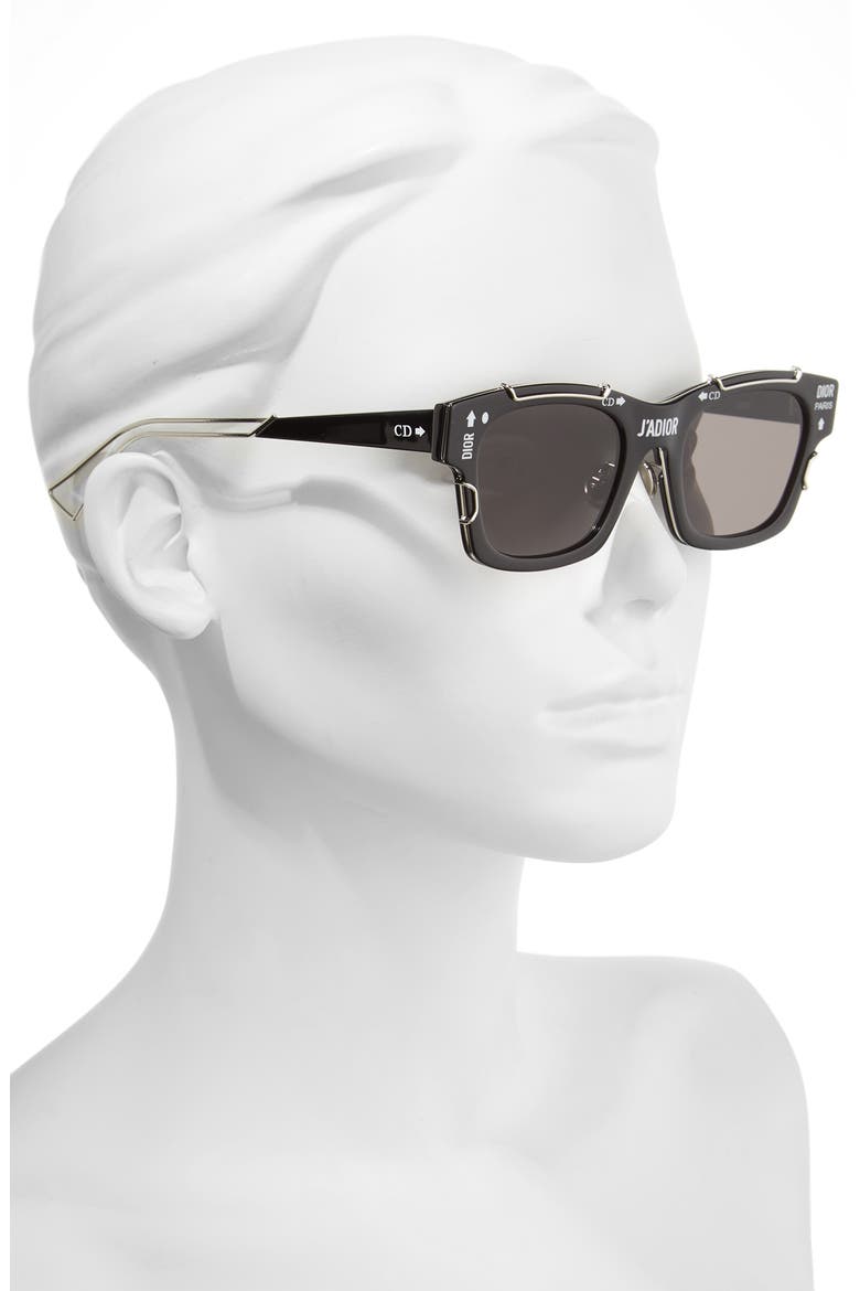 J'Adior 51mm Sunglasses, Alternate, color, BLACK/ PALLADIUM