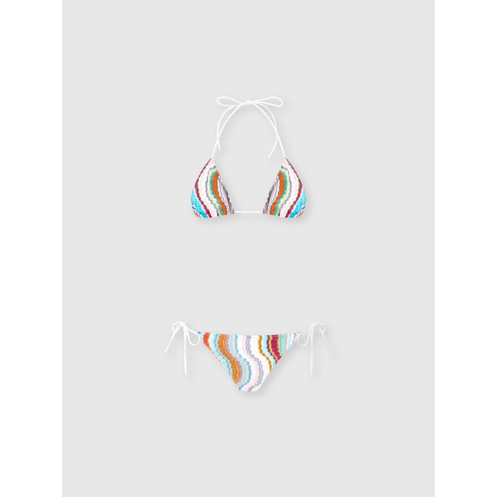 Missoni Triangle Bikini Swimsuit With Lamé Wave Pattern In Multicoloured