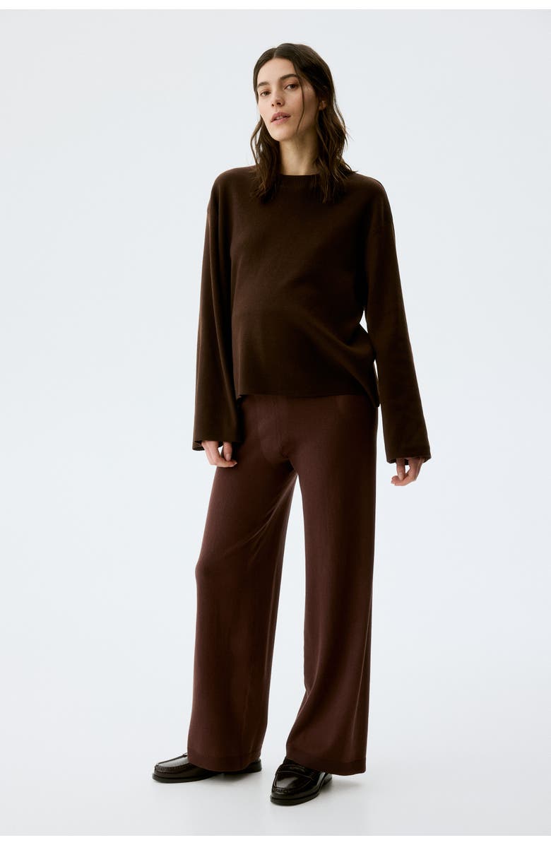 H&M Mama Knitted Trousers, Alternate, color, Dark Brown