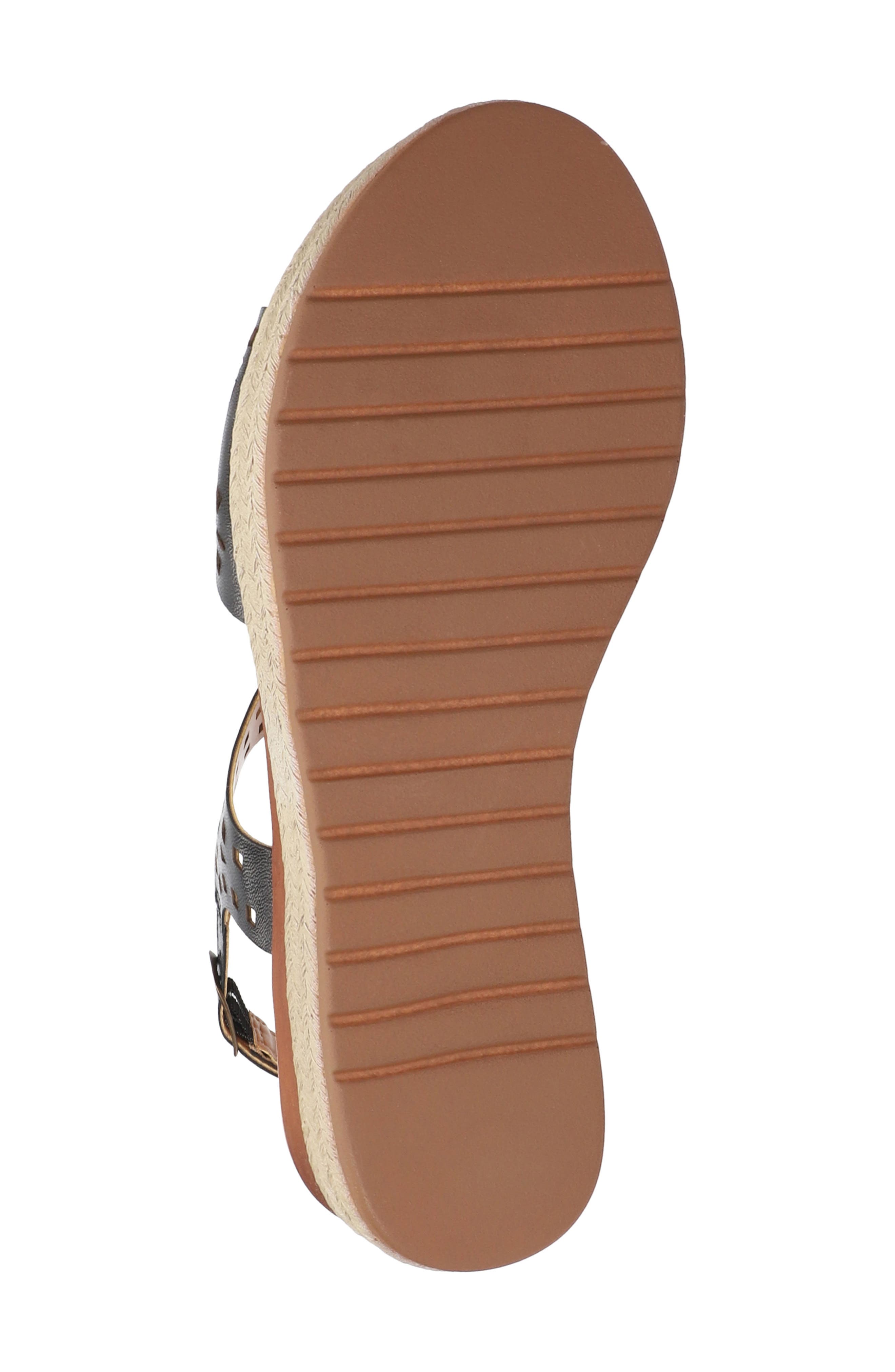 Bella Vita Ann-Italy Perforated Wedge Sandal, Alternate, color, Black Italian Leather