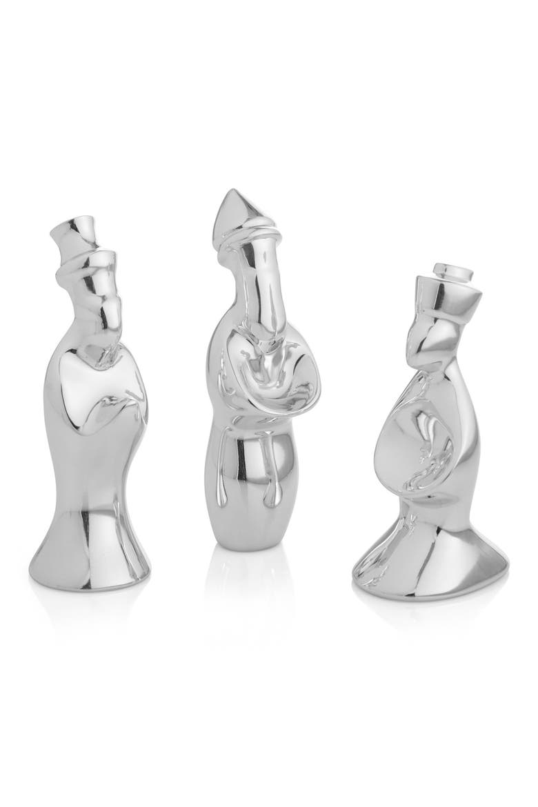 Three Wise Men 3-Piece Mini Nativity Set, Main, color, SILVER