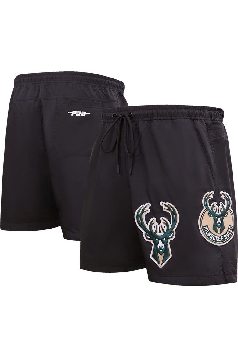 Men's Pro Standard Black Milwaukee Bucks Classics Woven Shorts, Main, color, Black