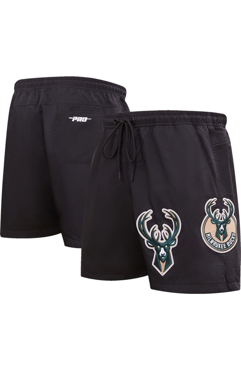 PRO STANDARD Men's Pro Standard Black Milwaukee Bucks Classics Woven Shorts, Main, color, Black
