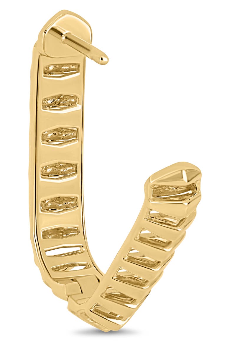 14K Gold Caged Elongated Hoop Earrings, Alternate, color, 14K YELLOW GOLD